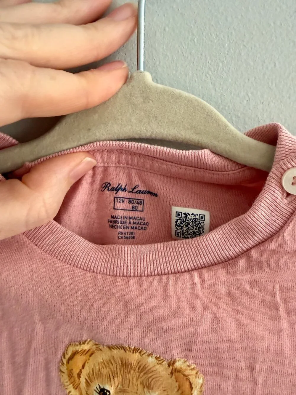 Ralph Lauren Polo Bear Pink Cotton Jersey Ruffle Dress Girls 12M